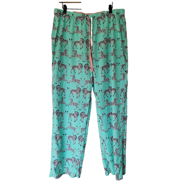 Nick & Nora Pajamas Zebras Mint Green Sz XL Lightweight 100% Cotton Sleepwear - Picture 9 of 13